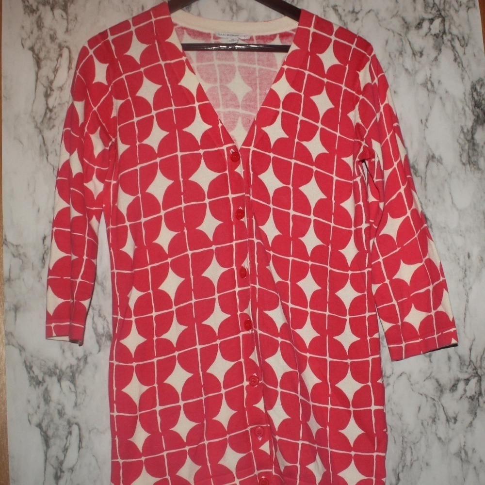 Isaac Mizrahi Live! Pink & Cream Cardigan Sweater